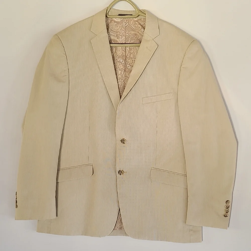 ​Madison Men’s Tan Cotton Corduroy Sport Coat Blazer 44R Paisley Lining